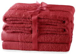 Restilo Piros frottír pamut törölköző és fürdőlepedő készlet 6 db-os Amari - Restilo