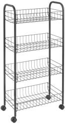 Metaltex Fekete fém gurulós polcos állvány 41x84 cm Ascona - Metaltex