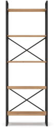 Marckeric Fekete-natúr színű polcos állvány tölgyfa dekorral 58x175 cm Dusan - Marckeric