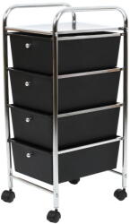 Premier Housewares Fekete-ezüstszínű műanyag gurulós polcos állvány 33x79 cm - Premier Housewares