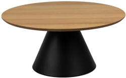 Actona Fekete-natúr színű kerek dohányzóasztal tölgyfa dekoros asztallappal ø 85 cm Soli - Actona