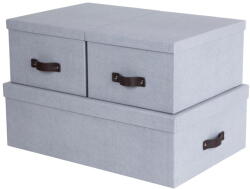 Bigso Világosszürke fedeles karton tárolódoboz szett 3 db-os 31x47x15 cm Inge - Bigso Box of Sweden