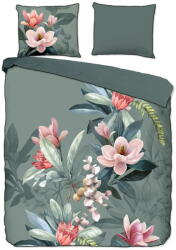 Descanso Rose zöld organikus pamut egyszemélyes ágyneműhuzat, 140 x 220 cm - Descanso