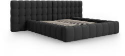 Micadoni Fekete kárpitozott ágyneműtartós franciaágy ágyráccsal 200x200 cm Mamaia - Micadoni Home