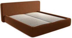 Makamii Terrakotta színű kárpitozott ágyneműtartós franciaágy ágyráccsal 180x200 cm Kiana - Makamii