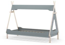 Marckeric Petróleumkék házikó alakú borovi fenyő gyerekágy 90x190 cm Nora - Marckeric