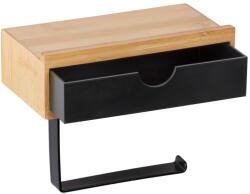 WENKO Fekete wc-papír tartó bambusz elemmel - Wenko