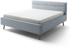 meise.möbel Szürkéskék kárpitozott ágyneműtartós franciaágy ágyráccsal 160x200 cm Lotte - Meise Möbel