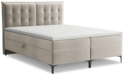 Makamii Szürkésbarna ágyneműtartós boxspring ágy 140x200 cm Mikana - Makamii