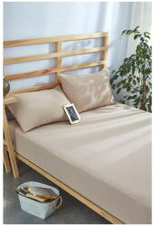 Mila Home Bézs gumis pamut lepedő és párnahuzat szett 180x200 cm - Mila Home