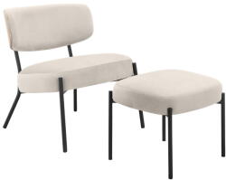 Støraa Krémszínű bársony fotel lábtartóval Jerry - Støraa