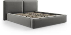 Cosmopolitan Design Szürke bársony kárpitozott ágyneműtartós franciaágy ágyráccsal 200x200 cm Arendal - Cosmopolitan Design
