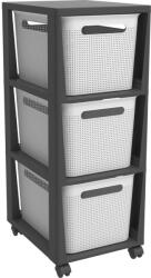 Rotho Fehér-fekete műanyag gurulós polcos állvány 30x77 cm Brisen - Rotho