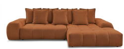 Bobochic Paris Terrakotta színű zsenília kinyitható-tárolóhelyes sarokkanapé (jobb oldali-heverő résszel) Everest - Bobochic Paris