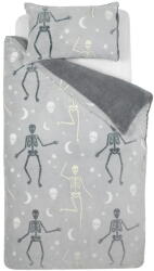 Catherine Lansfield Szürke kétszemélyes mikroplüss gyerek ágyneműhuzat világító hatással 200x200 cm Halloween Skeleton - Catherine Lansfield