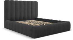 Micadoni Antracitszürke kárpitozott ágyneműtartós franciaágy ágyráccsal 200x200 cm Kelp - Micadoni Home