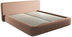 Makamii Világos rózsaszín kárpitozott ágyneműtartós franciaágy ágyráccsal 180x200 cm Kiana - Makamii