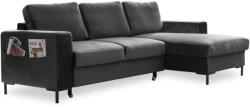 Miuform Lofty Lilly sötétszürke kinyitható bársony sarokkanapé, jobb oldali - Miuform