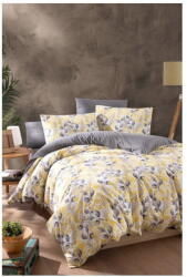 Mila Home Sárga-szürke kétszemélyes hosszabbított ágyneműhuzat lepedővel, négyrészes 200x220 cm Leaves - Mila Home