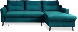 Miuform Stylish Stan türkiz kinyitható bársony sarokkanapé, jobb oldali - Miuform