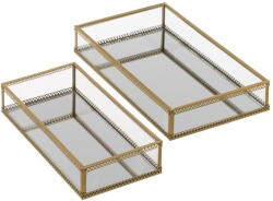 Casa Selección Fém dekoratív tálca szett 2 db-os 14x24 cm - Casa Selección