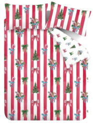Catherine Lansfield Piros-fehér kétszemélyes ágyneműhuzat 200x200 cm Christmas Stripe - Catherine Lansfield