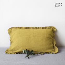 Linen Tales Len párnahuzat 40x40 cm Lemon Curry - Linen Tales