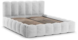 Micadoni Világosszürke kárpitozott ágyneműtartós franciaágy ágyráccsal 200x200 cm Lupine - Micadoni Home