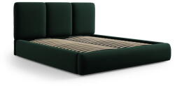 Mazzini Sofa Sötétzöld bársony kárpitozott ágyneműtartós franciaágy ágyráccsal 200x200 cm Brody - Mazzini Beds