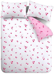 Catherine Lansfield Fehér-rózsaszín kétszemélyes krepp ágyneműhuzat 200x200 cm Seersucker Heart - Catherine Lansfield
