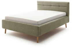 meise.möbel Zöld kárpitozott ágyneműtartós franciaágy ágyráccsal 140x200 cm Lotte - Meise Möbel