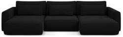 Makamii Fekete bársony kinyitható-tárolóhelyes (U alakú) sarokkanapé Kapua - Makamii