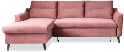 Miuform Stylish Stan rózsaszín kinyitható bársony sarokkanapé, bal oldali - Miuform