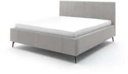 meise.möbel Világosszürke kárpitozott ágyneműtartós franciaágy ágyráccsal 160x200 cm Lizzano - Meise Möbel