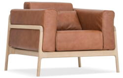 Gazzda Fawn fotel tömör tölgyfa konstrukcióból konyakbarna bivalybőr ülőpárnával - Gazzda
