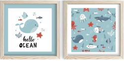 Wallity Gyerek kép készlet 2 db-os 33x33 cm Hello Ocean - Wallity