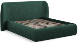 Makamii Sötétzöld kárpitozott ágyneműtartós franciaágy ágyráccsal 140x200 cm Hauke - Makamii