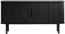 Unique Furniture Fekete alacsony komód tolóajtóval, tölgyfa dekorral 76x160 cm Cavo - Unique Furniture