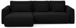 Makamii Fekete bársony kinyitható-tárolóhelyes sarokkanapé (bal oldali-heverő résszel) Kapua - Makamii - bonami - 565 242 Ft