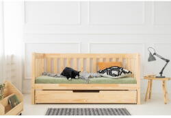 Adeko Natúr színű ágyneműtartós gyerekágy kihúzható pótággyal, ágyráccsal 90x200 cm CPP - Adeko