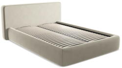 Makamii Krémszínű kárpitozott ágyneműtartós franciaágy ágyráccsal 140x200 cm Kiana - Makamii