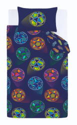 Catherine Lansfield Kék kétszemélyes gyerek ágyneműhuzat 200x200 cm Bright Football - Catherine Lansfield