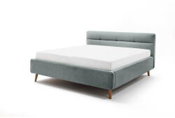 meise.möbel Világoskék kárpitozott ágyneműtartós franciaágy ágyráccsal 180x200 cm Lotte - Meise Möbel