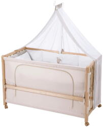 Roba Natúr színű gurulós babaágy baldachinnal 60x120 cm Liebhabär - Roba