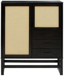 Støraa Jolene fekete borovi fenyő komód rattan ajtókkal, szélesség 90 cm - Støraa