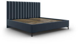 Mazzini Sofa Sötétkék kárpitozott ágyneműtartós franciaágy ágyráccsal 160x200 cm Casey - Mazzini Beds