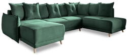 Miuform Zöld kordbársony kinyitható sarokkanapé (jobb oldali-U alakú) Lazy Lukka - Miuform