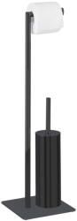 WENKO Fekete acél WC-papír tartó állvány kefével Recco - Wenko