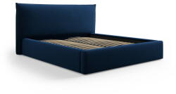 Milo Casa Sötétkék kárpitozott ágyneműtartós franciaágy ágyráccsal 160x200 cm Elio - Milo Casa