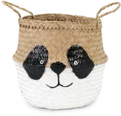 Compactor Fehér-natúr színű tengerifű játéktároló kosár ø 25x24 cm Panda - Compactor